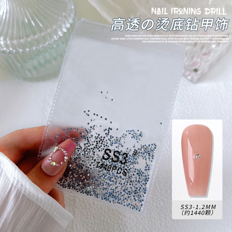 Túi 1440 viên đá chân bằng có lưới, đủ size, phụ kiện nail