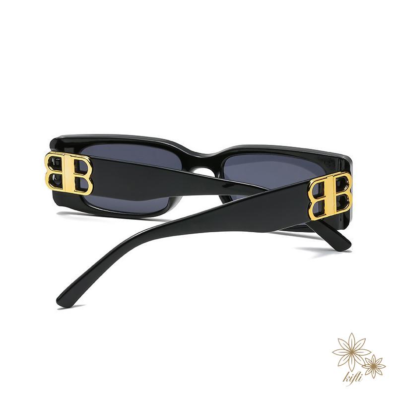 Kính râm gọng vuông nhỏ bản lề kim loại phong cách hip hop phương Tây cổ điển hàng 2023 dành cho nam và nữ