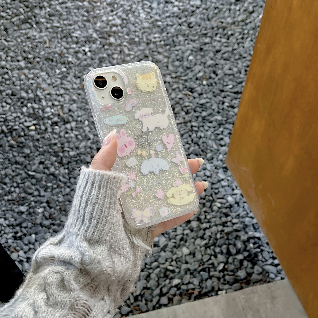 Ốp Điện Thoại TPU Dẻo Trong Suốt Họa Tiết Hoạt Hình Dễ Thương Cho iPhone11 12 13 14 Pro Max Imd