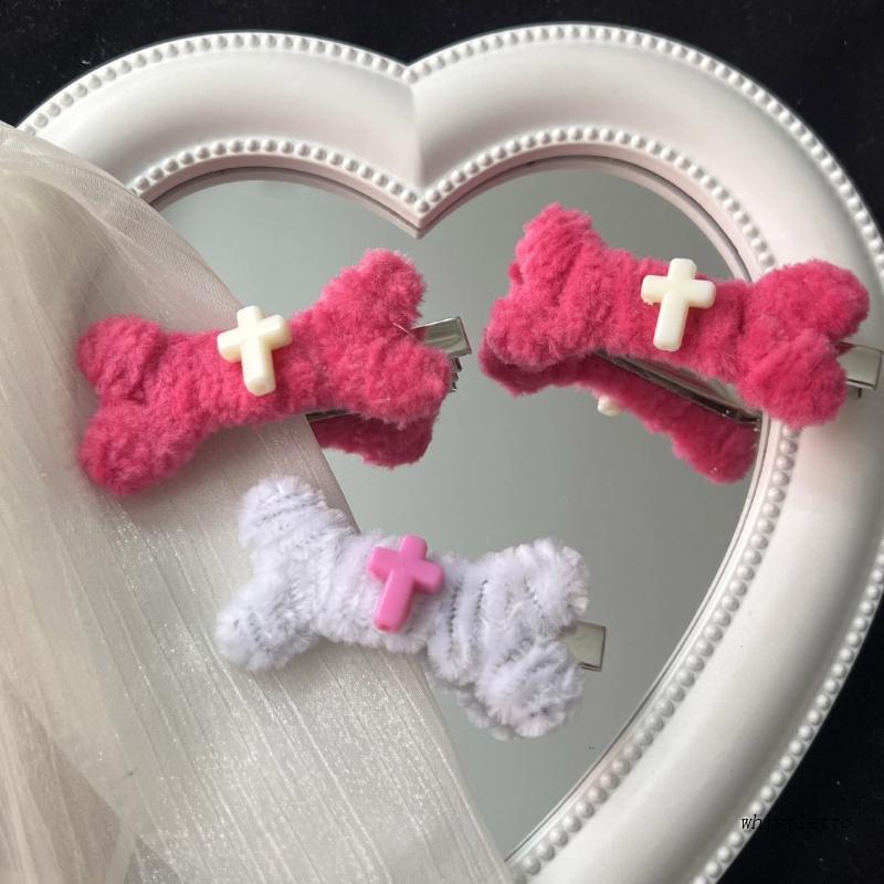 Kẹp Tóc Hình Cục Xương Nhồi Bông Xinh Xắn Dành Cho Nữ