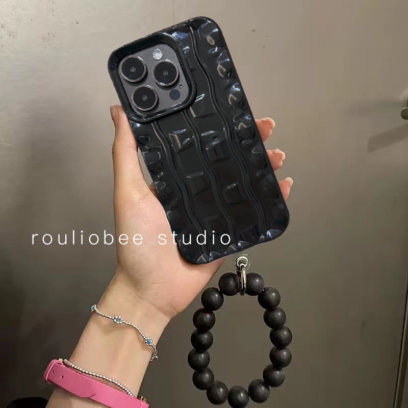 Ốp Điện Thoại Xếp Ly Màu Đen Cho iphone14promax / 13 / 12 / 11 / XR / XS / X / XSMAX / 7 / 8PLUS