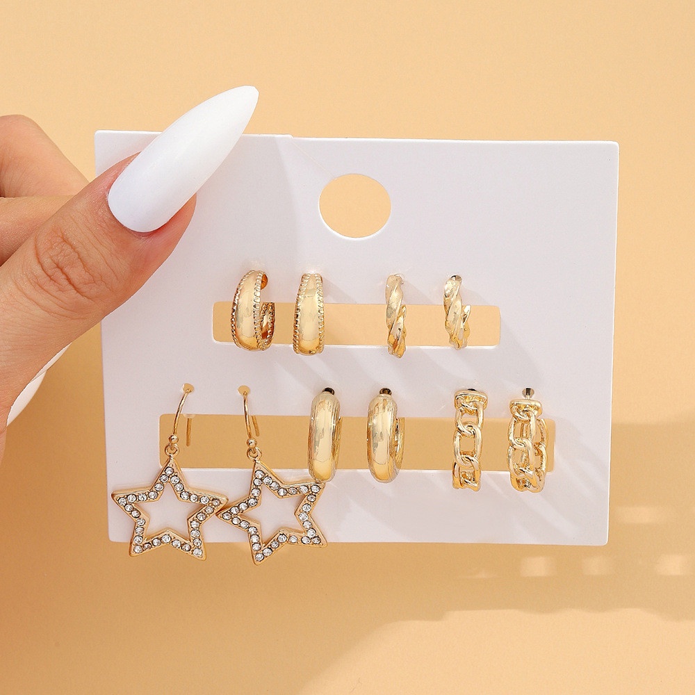 Đôi Khuyên Tai Hình Học Rỗng Lớn Xuyên Biên Giới Đính Ngọc Trai Đơn Giản Cho Nữ