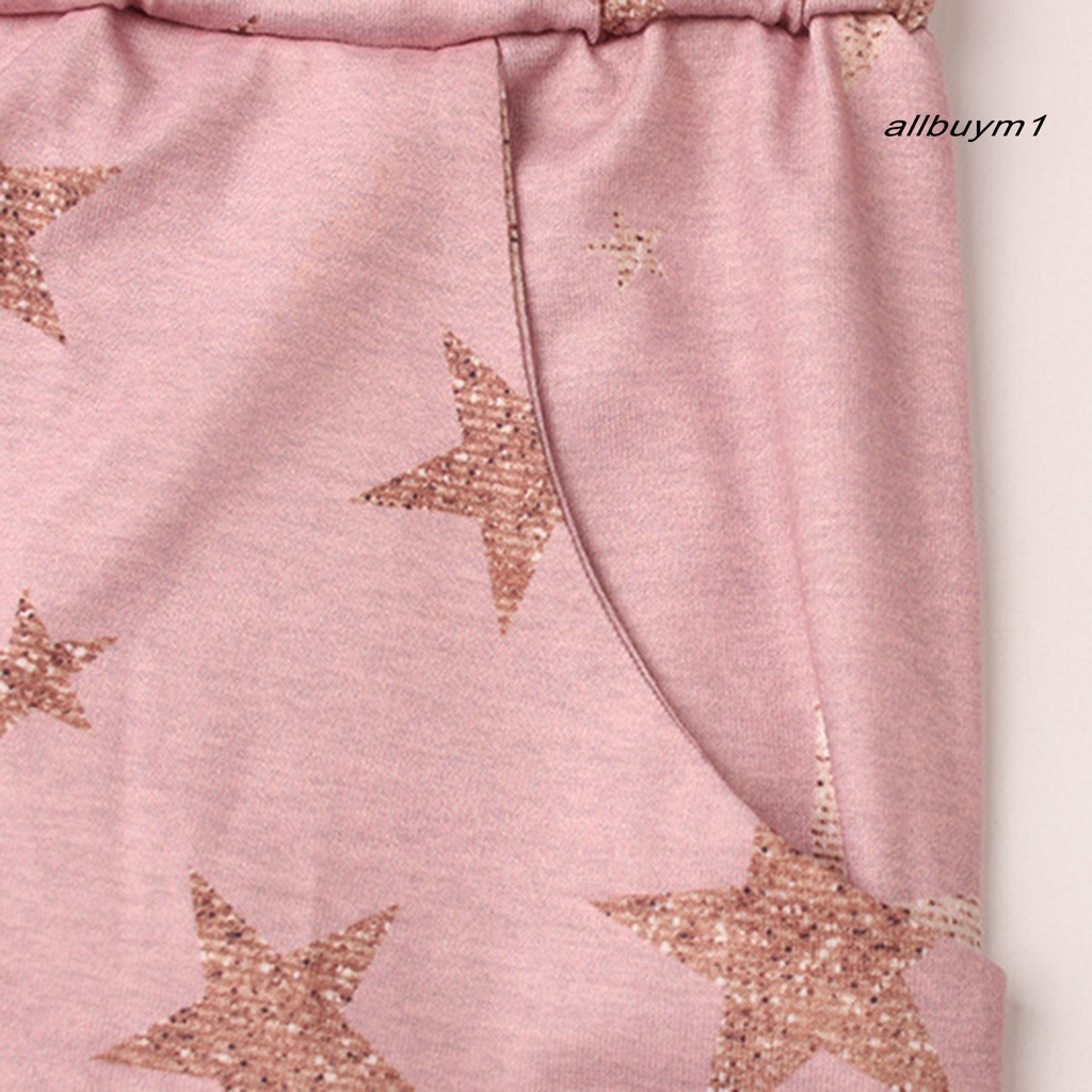 Bộ Đồ Ngủ Tay Ngắn Bằng Polyester In Họa Tiết Ngôi Sao Năm Cánh Tiện Dụng Cho Phòng Tắm