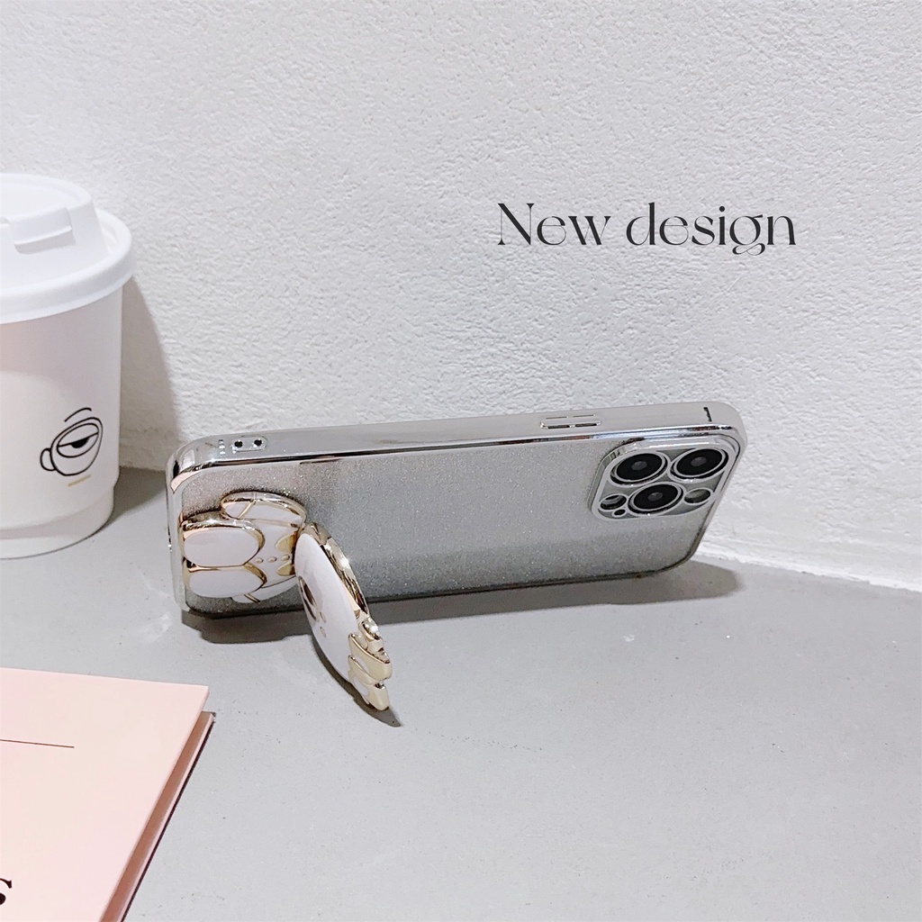 Ốp Điện Thoại Có Túi Khí Họa Tiết Bướm / Gấu Dễ Thương Kèm Giá Đỡ Nhẫn Cho iphone