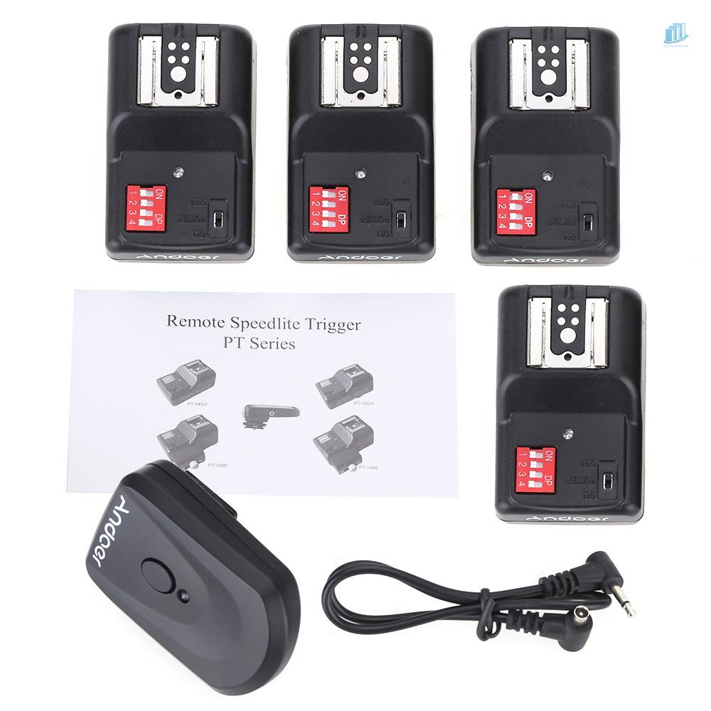 Bộ Kích Hoạt Đèn Flash Điều Khiển Từ Xa Không Dây 16 Kênh Andoer 16 + 4 Bộ Nhận Tín Hiệu + 1 Dây Đồng Bộ Cho Pentax Olympus Sigma Sunpak Vivitar Neewer YOUNGNUO