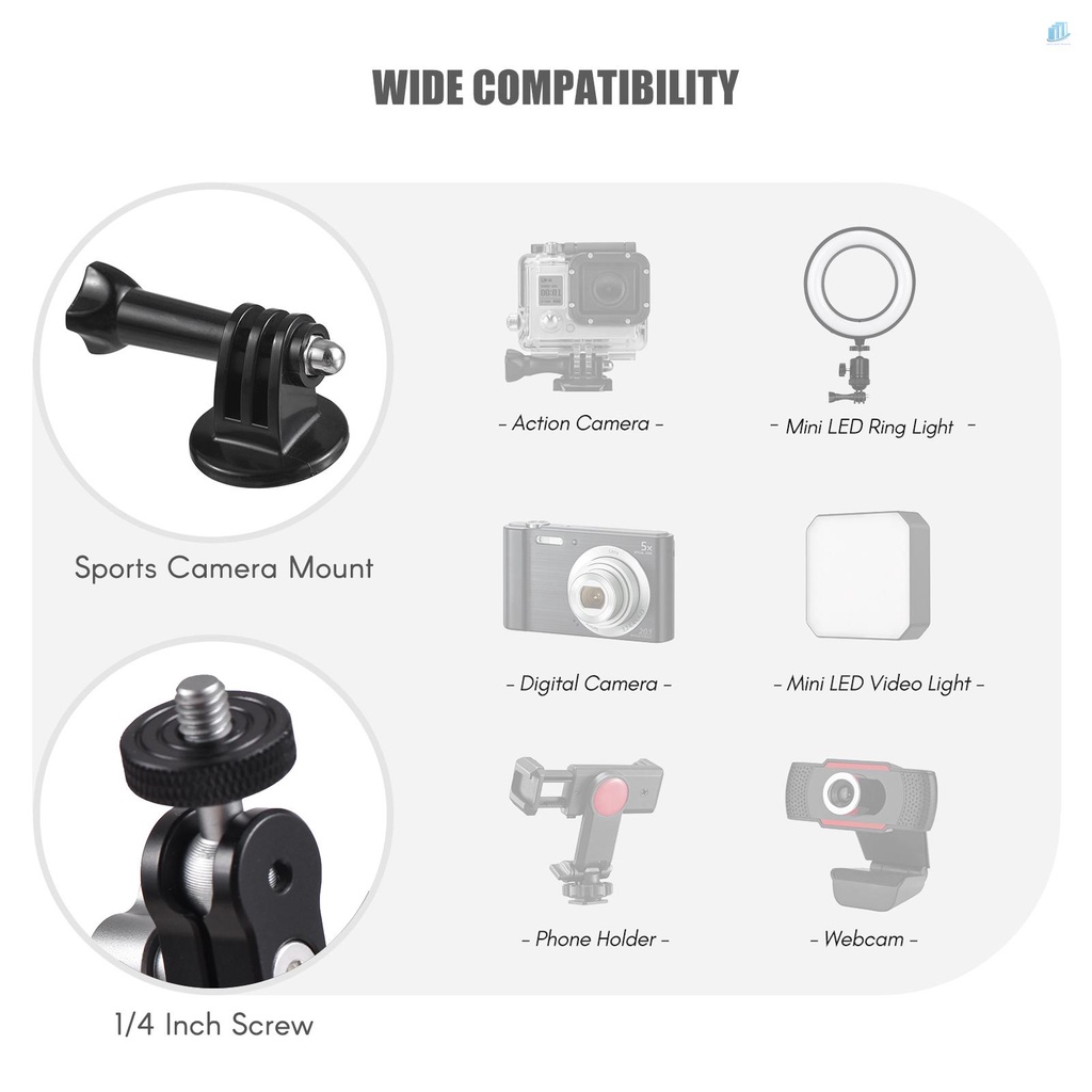 Giá Đỡ Máy Ảnh Hai Đầu 3600 Độ Gắn Xe Hơi / Máy Ảnh° Tải Trọng Lớn 450g Thay Thế Cho Điện Thoại iPhone 11 / 10 / 9 / 8 / Osmo Action