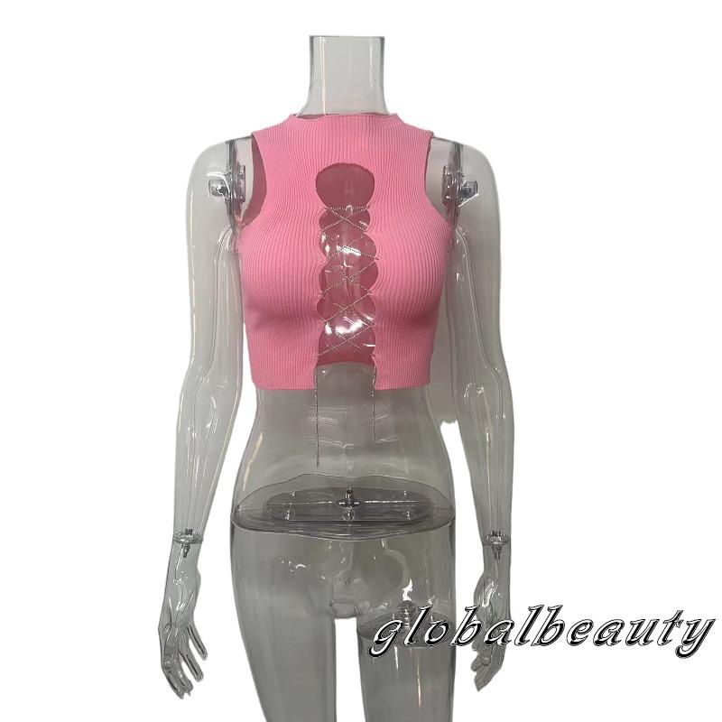 Áo Dệt Kim Sát Nách Cổ Tròn Dáng Ôm Thời Trang Mùa Hè Cho Nữ