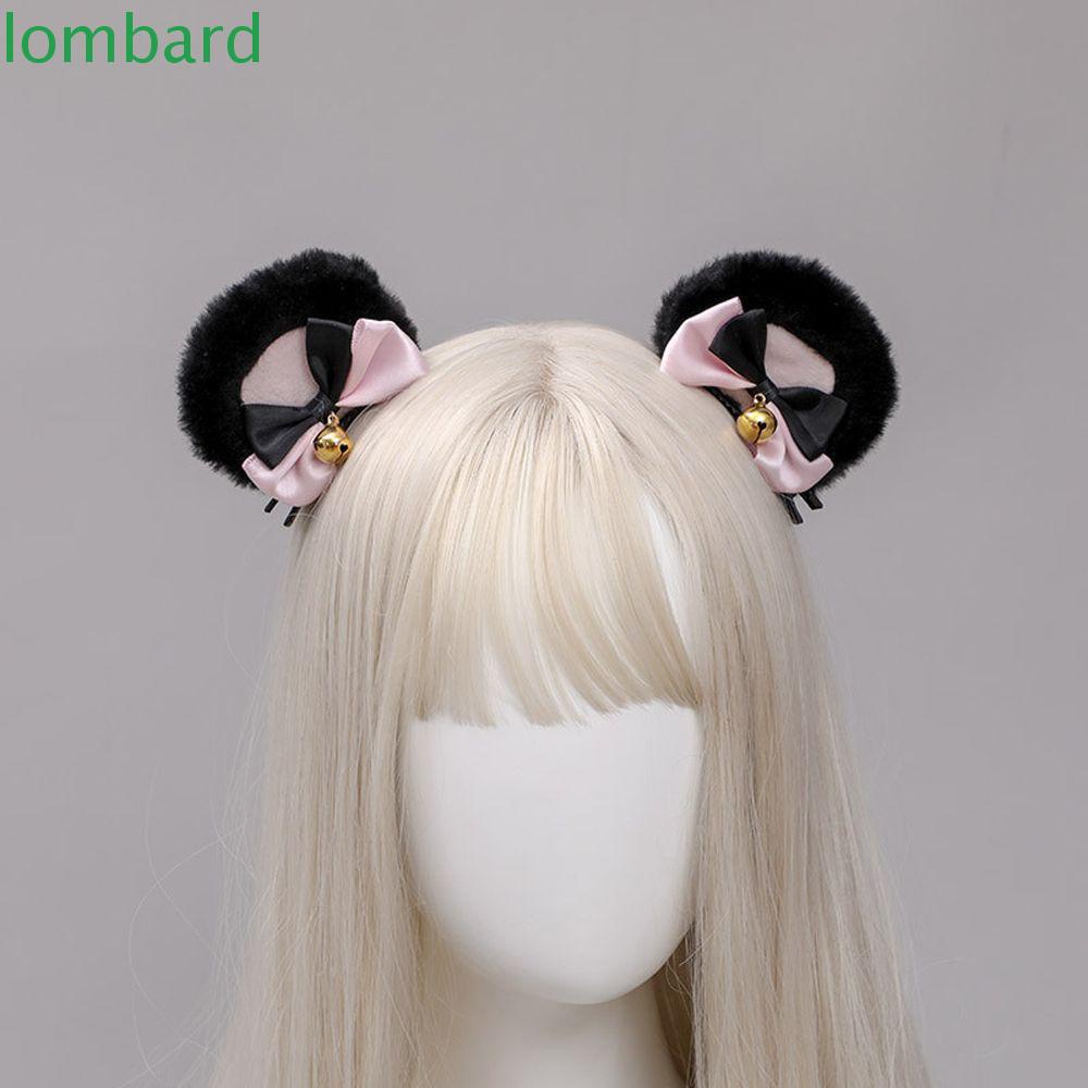 Kẹp Tóc Đính Nơ Lông Giả Dễ Thương Phong Cách Lolita