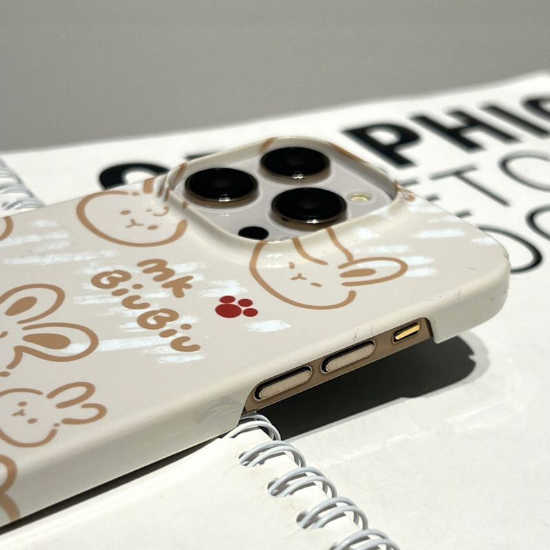 Ốp Điện Thoại Cứng Họa Tiết Thỏ Màu Vàng Nhạt Dễ Thương Cho Iphone 13 13Promax x 11 12 14 3