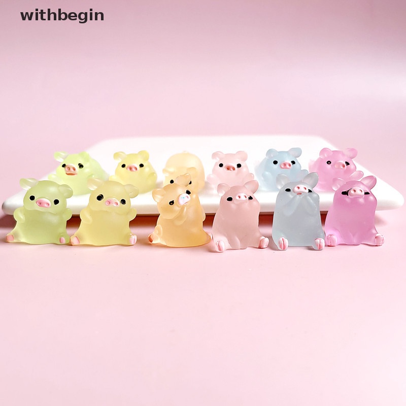 Bộ 10 Chú Heo Bằng Nhựa Resin Dễ Thương Dùng Trang Trí Sổ Tay / Điện Thoại DIY