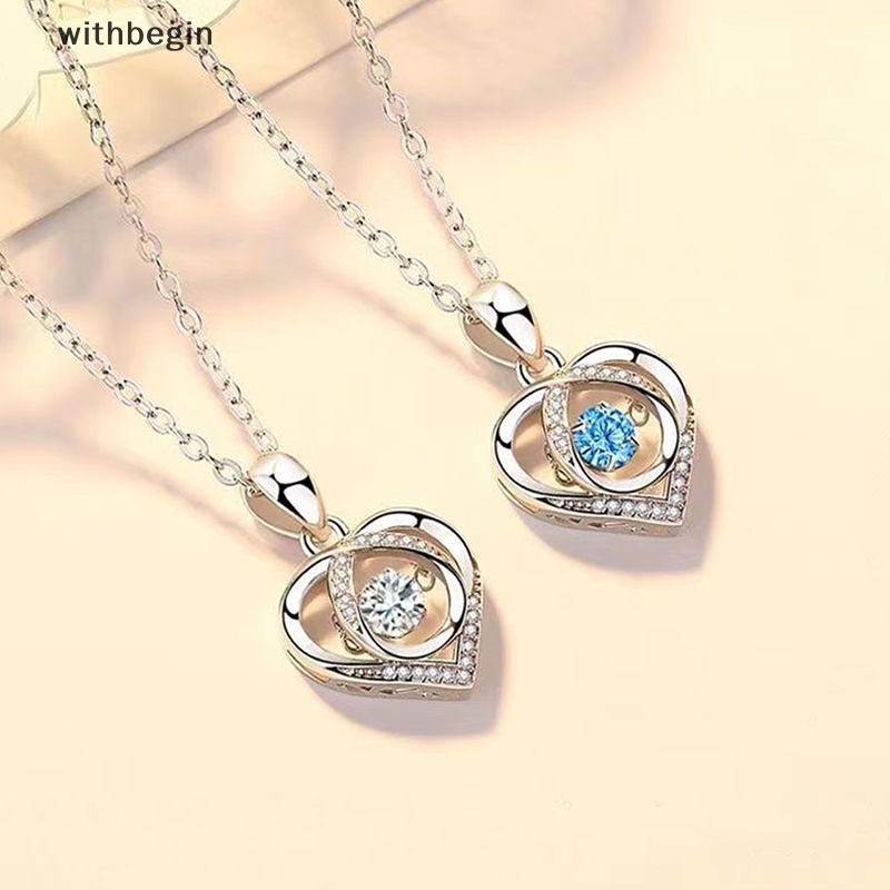 Vòng cổ Mặt Trái Tim Đính Pha Lê Xanh Dương Thời Trang Cho Nữ