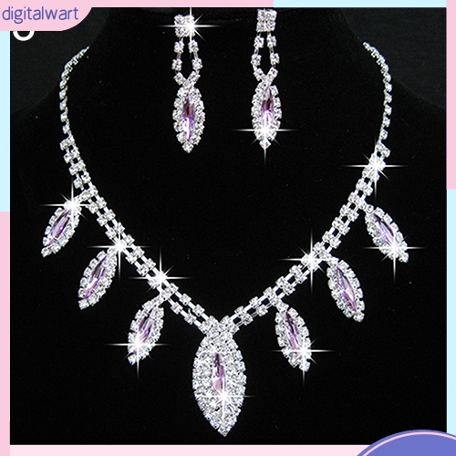 Bộ Vòng cổ + Bông Tai Đính Kim Cương Giả Hình Giọt Nước Cho Nữ
