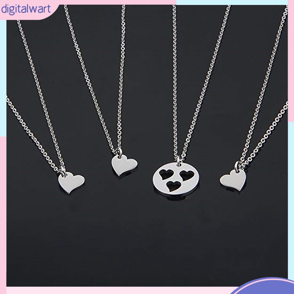 1 / 1 Set Vòng cổ Mặt Hình Trái Tim Bằng Thép Không Gỉ