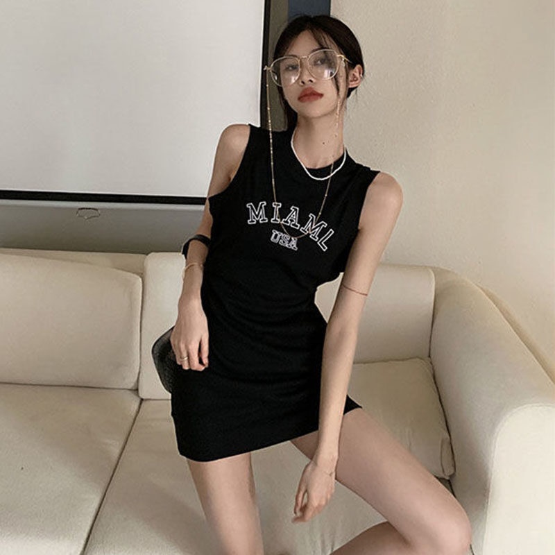 IELGY  Đầm Không Tay Dáng Ôm Eo Cao Thời Trang Dành Cho Nữ