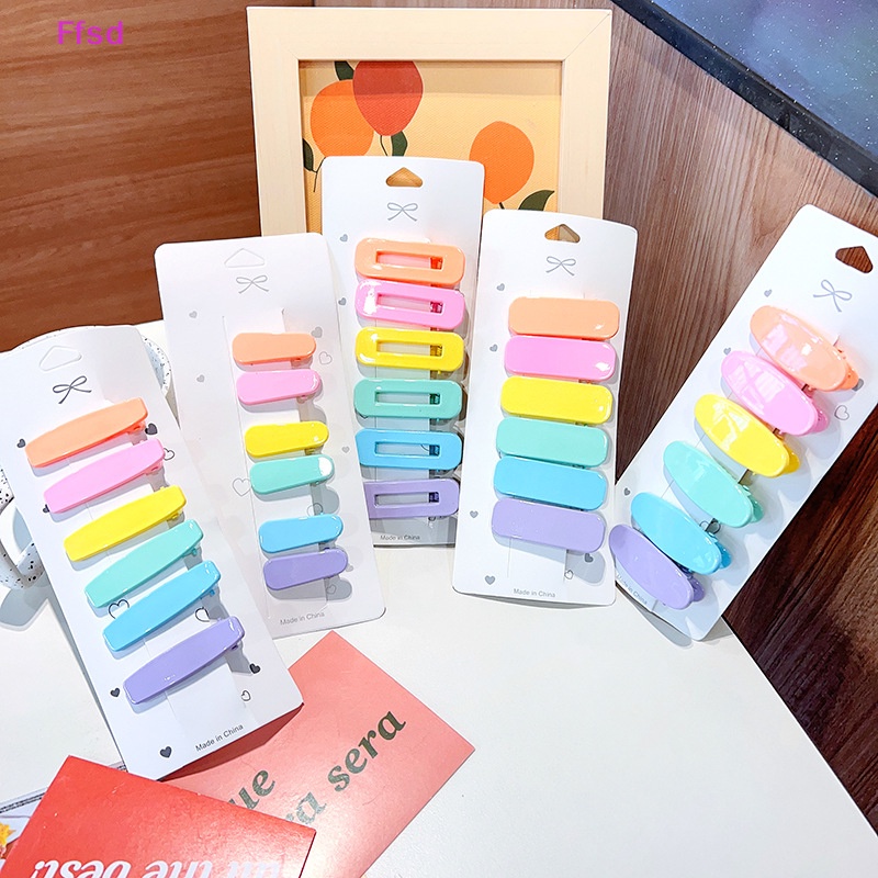 Set 6 Kẹp Tóc Acrylic 4cm Màu Trơn Thời Trang Mùa Hè Cho Bé Gái