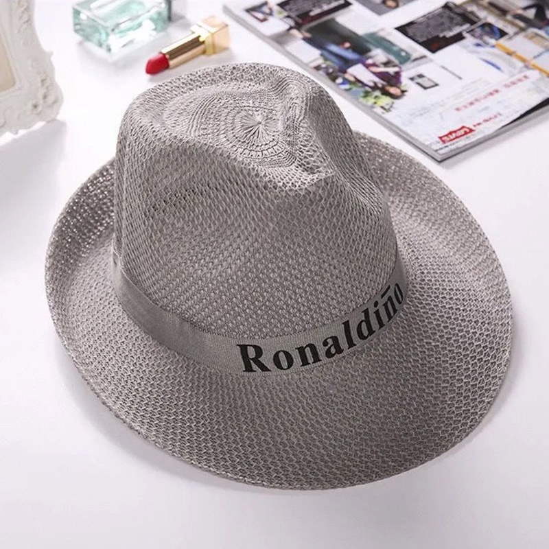 Mũ Cói Chống Nắng Phối Lưới Thoáng Khí In Chữ Thời Trang Đi Biển Mùa Hè Cho Nam