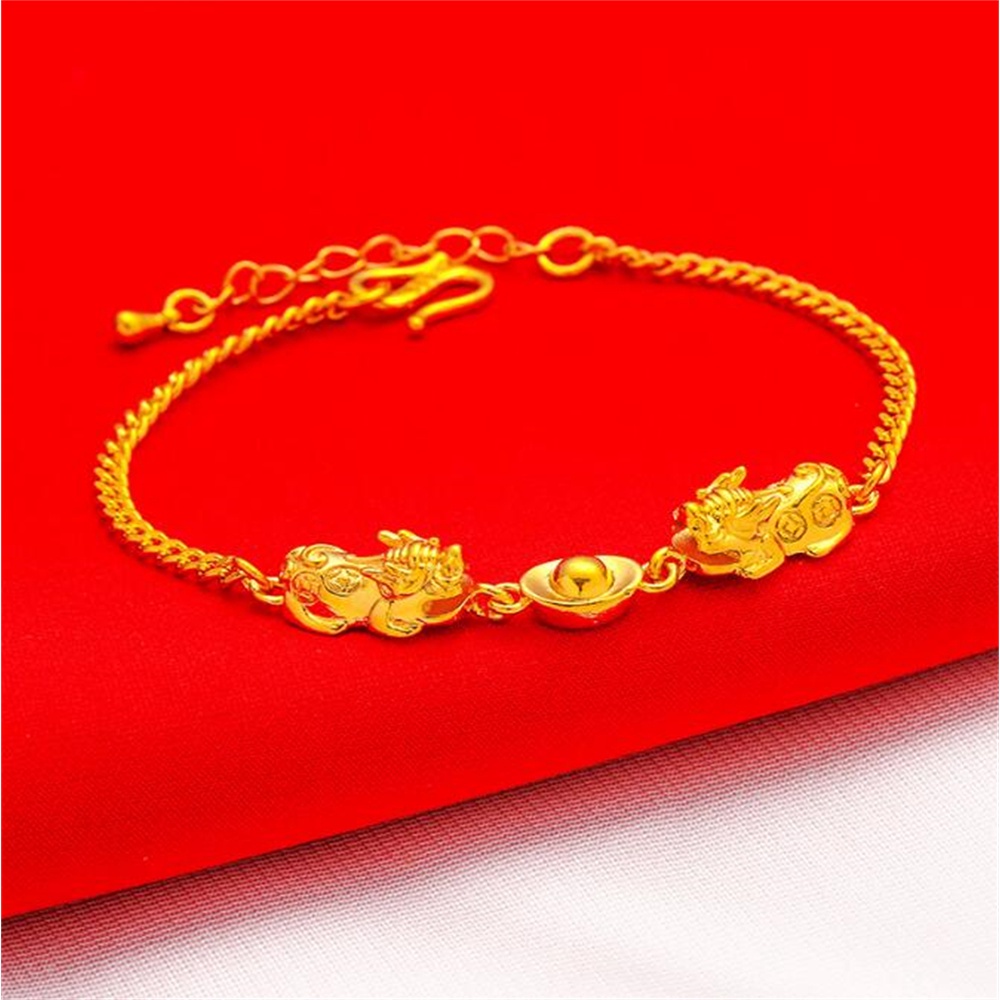 Vòng Tay Mạ Vàng 24k Thiết Kế Đơn Giản Phong Cách Retro Thời Trang Cho Nữ