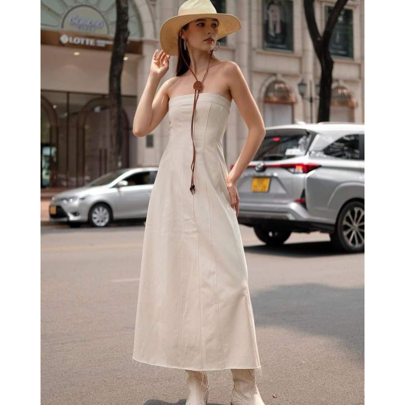 💋Váy xòe cúp ngực thô kaki dáng dài sang chảnh❤️❤️