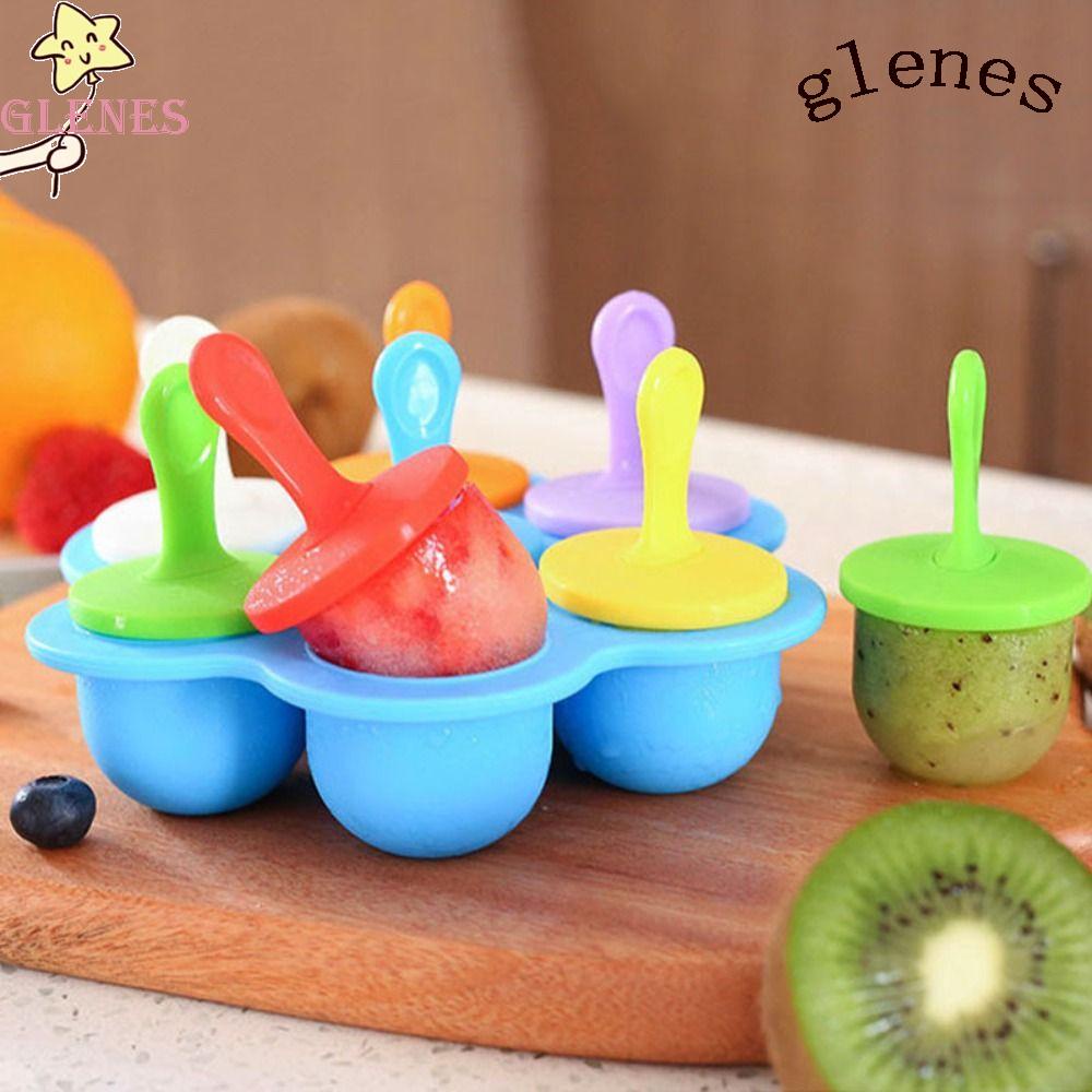 Khuôn Làm Kem Que 7 Ngăn Bằng Silicone Nhiều Màu Có Thể Tái Sử Dụng