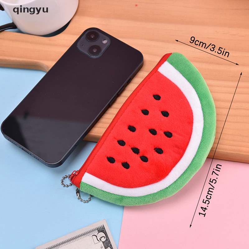 Ví Đựng Tiền Xu / Điện Thoại Hình Trái Cây Bằng Lông Nhung Có Khóa Kéo Dễ Thương Xinh Xắn