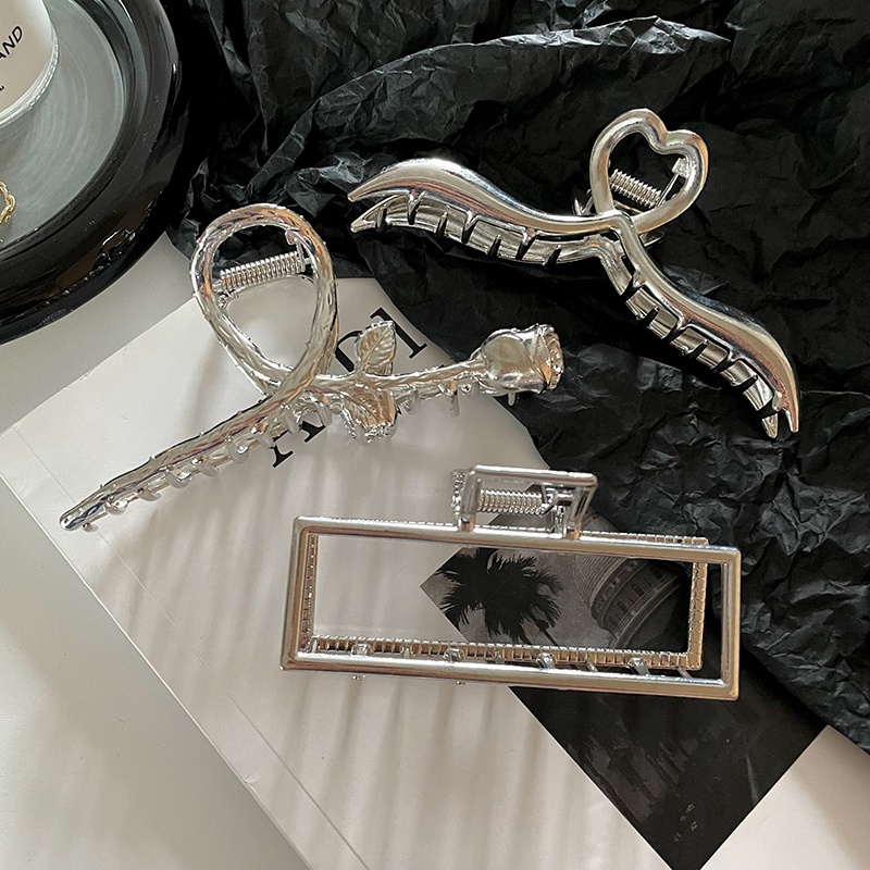 Kẹp Tóc Đa Góc Bằng Kim Loại Màu Bạc Thời Trang