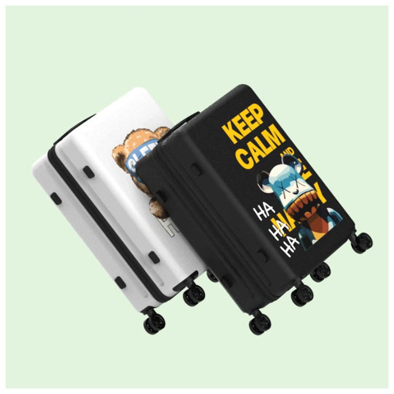 MOUSSON Vali Du Lịch Bằng Da Có Mật Khẩu Họa Tiết Hoạt Hình Đáng Yêu