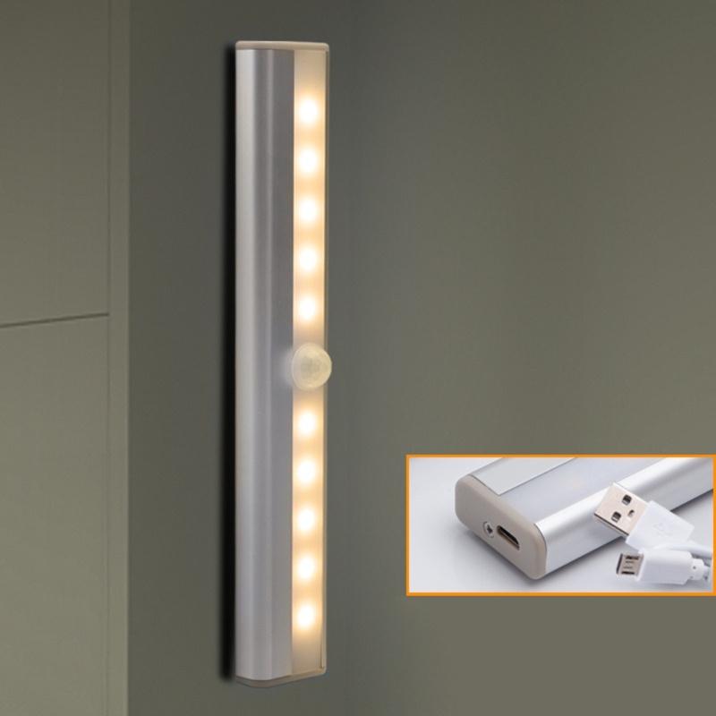 Đèn Led 10 Bóng Có Cảm Biến Chuyển Động Dùng Cho Tủ Quần Áo / Cầu Thang / Hành Lang
