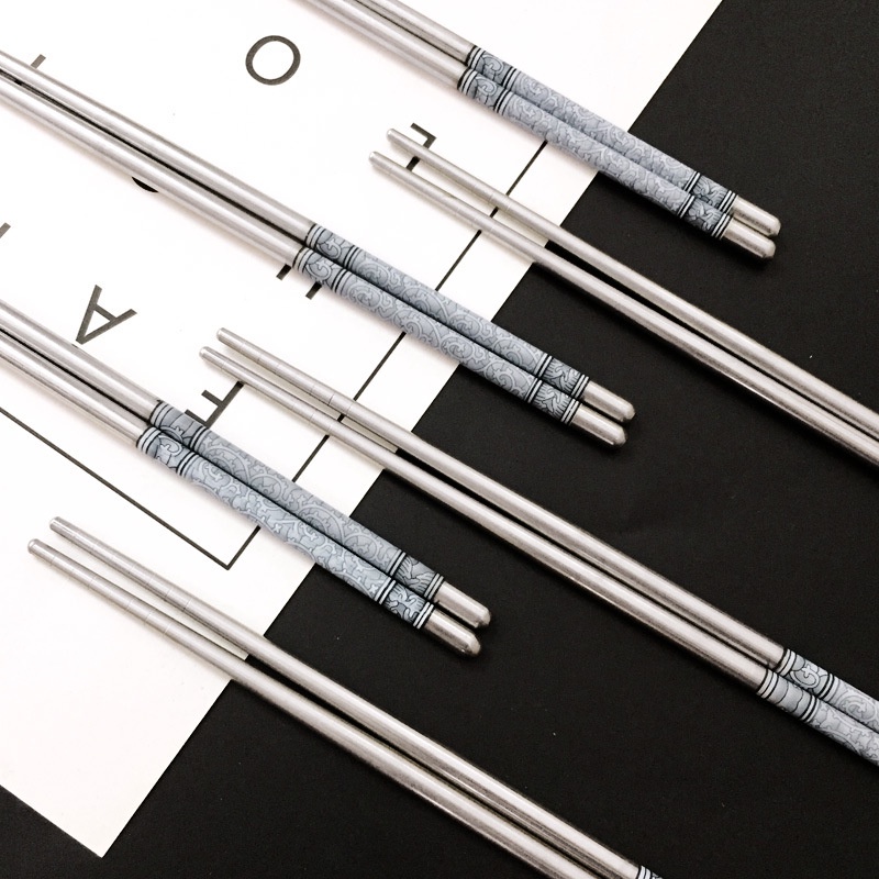 Set 1 / 5 Đôi Đũa Inox Chống Trượt Phong Cách Trung Hoa
