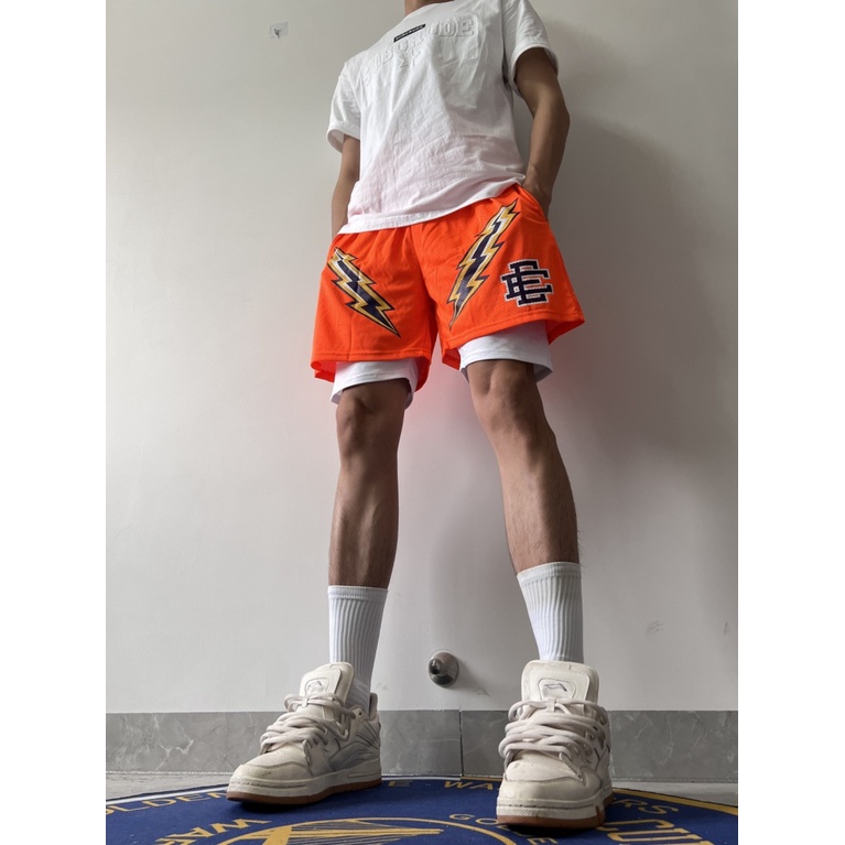 Eric Emanuel Quần Short Thể Thao Dáng Rộng Dài Đến Đầu Gối Nhanh Khô Phong Cách Đường Phố Mỹ Mới