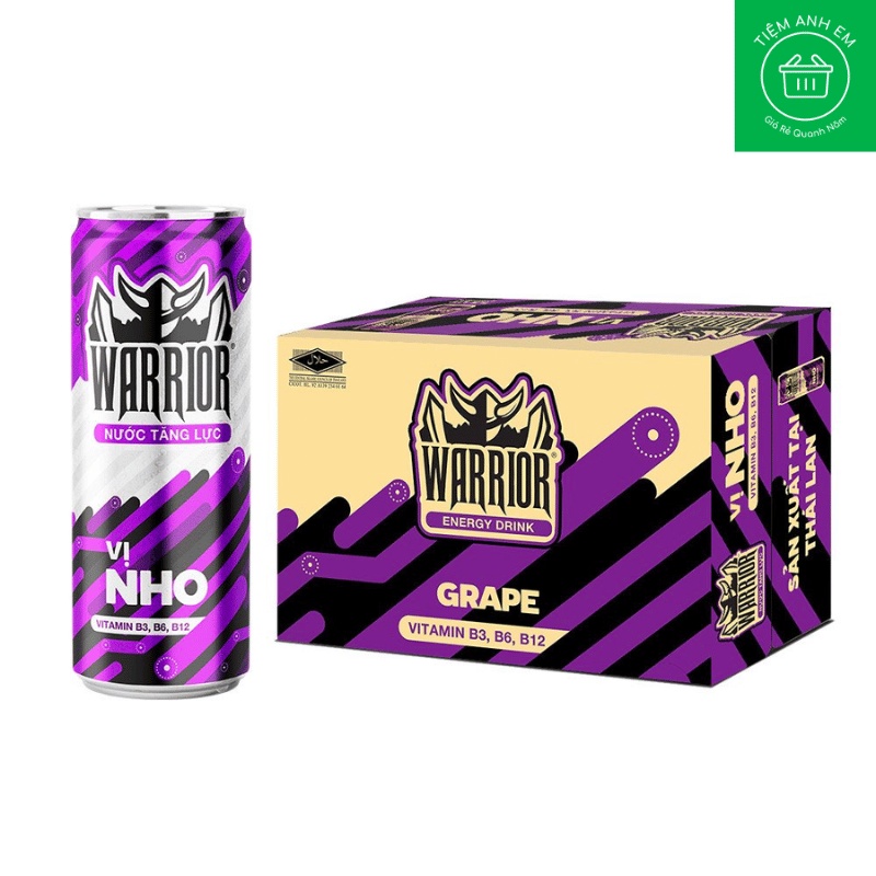 Nước tăng lực Warrior dạng Lon 325ml hương Dâu/ Nho