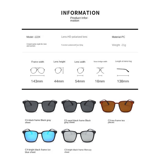 Kính Mát Phân Cực Mặt Vuông Phong Cách Thể Thao Mới Cho Nam Và Nữ