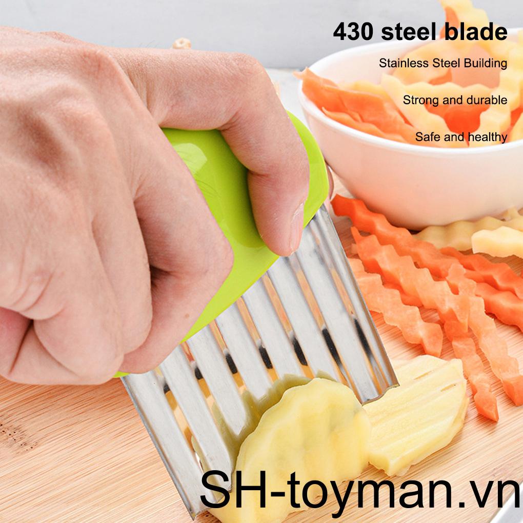 Dụng Cụ Cắt Khoai Tây Gợn Sóng Bằng Thép Không Gỉ Với Tay Cầm Nhựa Tiện Lợi