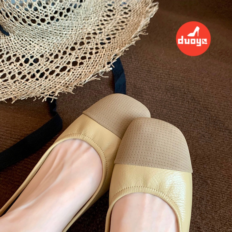 Tóc Thẳng ~ [Hàng Có Sẵn] Giày Búp Bê Mũi Vuông Đế Dày Mềm Mại Phù Hợp Với Mùa Hè Dễ Phối Đồ Cho Nữ