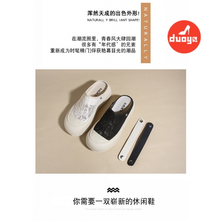 Duoya Tóc Thẳng ~ [Hàng Có Sẵn] Dép Sandal Đế Dày Hở Ngón Quai Ngang Hai Đầu Dễ Thương Phong Cách Hàn Quốc Cho Nữ