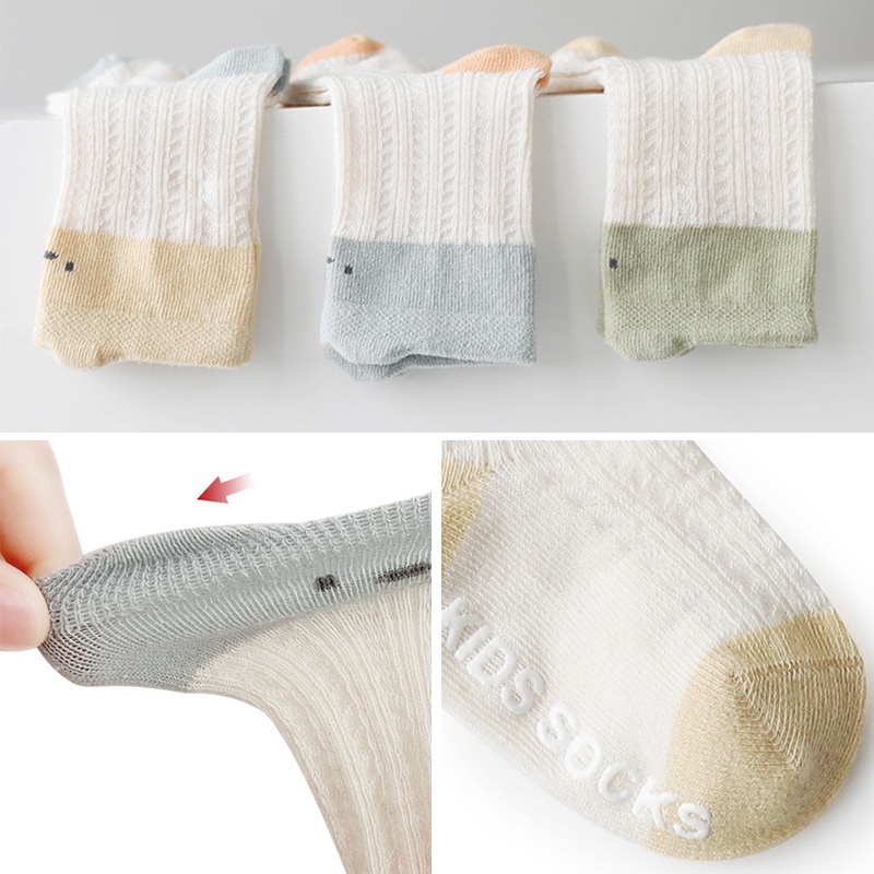 Vớ Cotton Mềm Mại Phối Lưới Thoáng Khí Chống Trượt Họa Tiết Hoạt Hình Dành Cho Trẻ Sơ Sinh