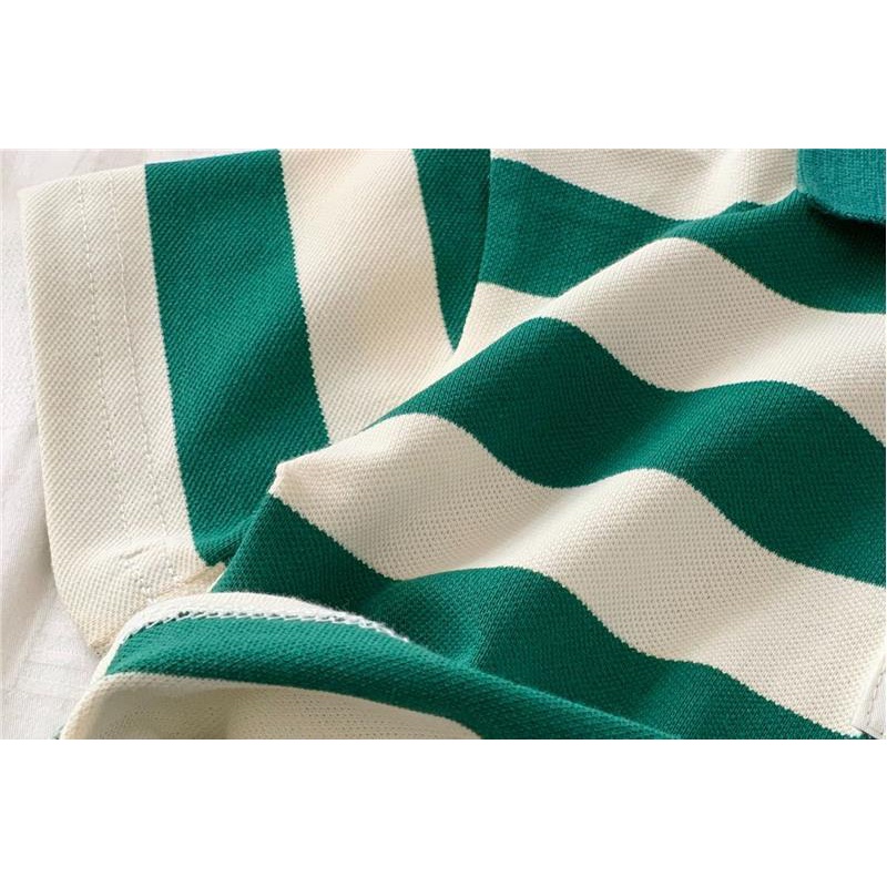 Áo Thun 100% cotton Tay Ngắn Họa Tiết Kẻ Sọc Màu Sắc Dành Cho Trẻ Em