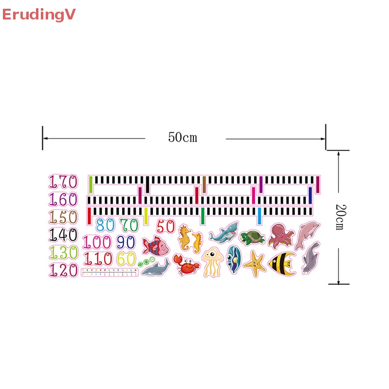 [ErudingV] Đề Can Đo Chiều Cao Dán Tường Hình Động Vật Dưới Biển [Mới]
