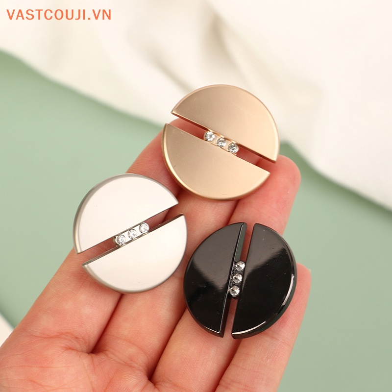 Set 5 Nút Áo Tròn 20mm / 23mm / 25mm / 30mm Bằng Kim Loại Đính Đá Trang Trí Đa Dụng