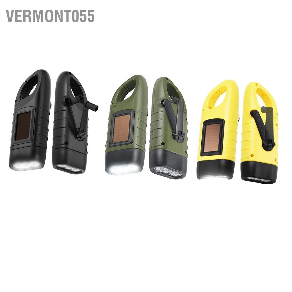 Vermont055 Đèn Pin LED Di Động Đa Năng Sạc Lượng Mặt Trời Bằng Tay Phát Điện Cho Cắm Trại Khẩn Cấp