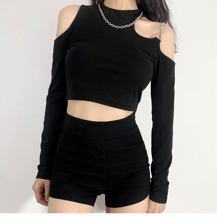 Áo baby tee Thun croptop Thun Ngắn Trễ Vai Màu Sắc Trơn Thời Trang Cho Nữ