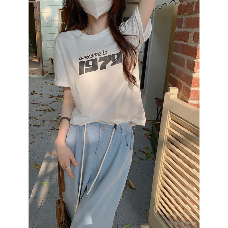 Áo Thun Tay Ngắn Cổ Tròn Dáng Rộng In Họa Tiết Thời Trang Mùa Hè