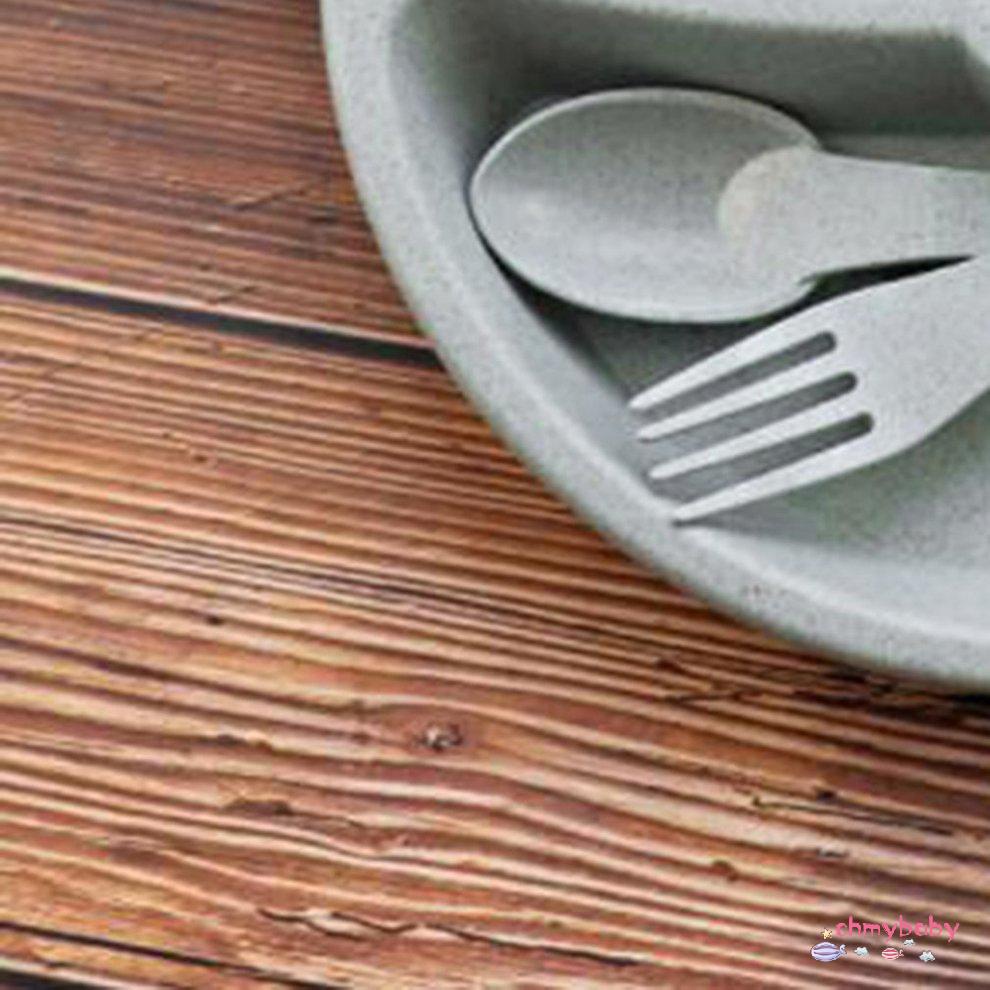 [Sẵn sàng] Đàn Con Bộ Đồ Ăn Tối Cho Trẻ Em Ống Hút Lúa Mì Sáng Tạo Bé Khay Đựng Ngoài Ra Muỗng Nĩa [P/3]