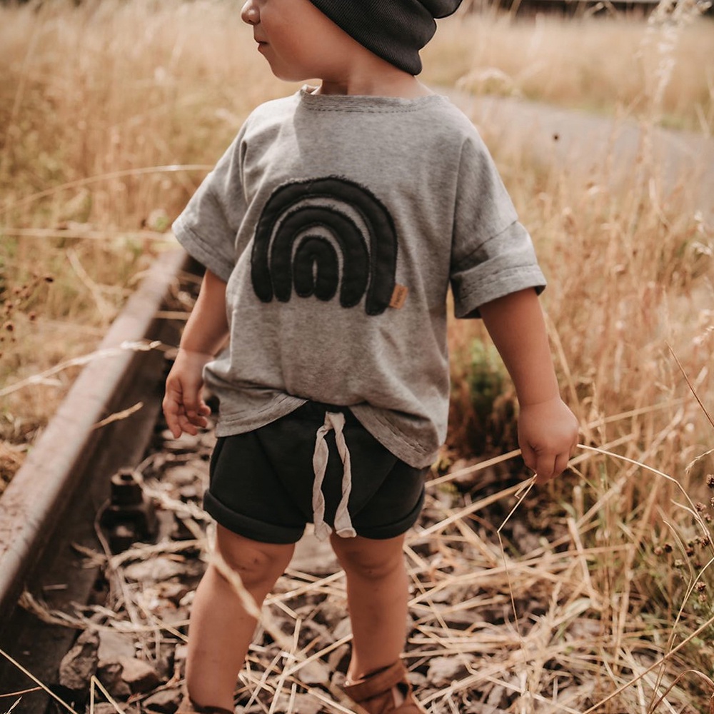 Áo Thun cotton Mềm Tay Ngắn In Hình Cầu Vồng Thời Trang Mùa Hè Cho Bé Trai Và Gái