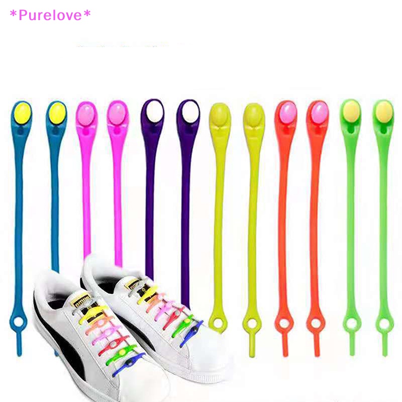 Set 12 Dây Giày Bằng Silicon Co Giãn Không Cần Buộc Tiện Dụng Mới