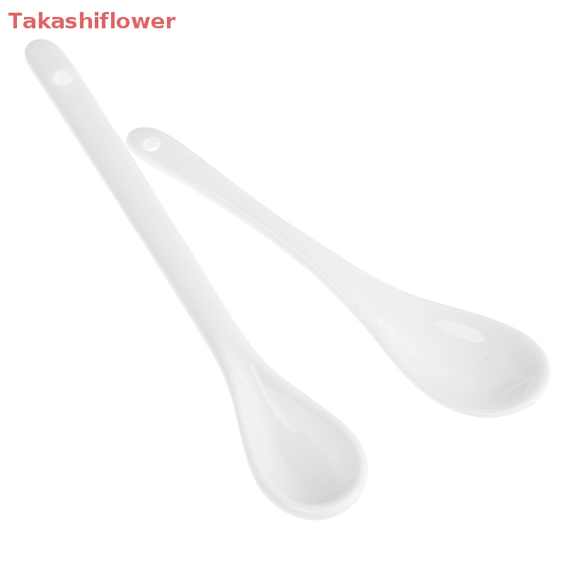 Muỗng Cà Phê / Trà / Món Tráng Miệng Bằng Sứ Tay Cầm Dài Màu Trắng