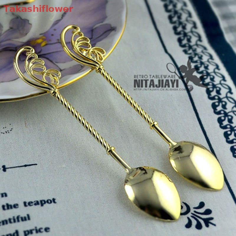 Muỗng Uống Cà Phê Bằng Đồng Chạm Khắc Phong Cách Vintage