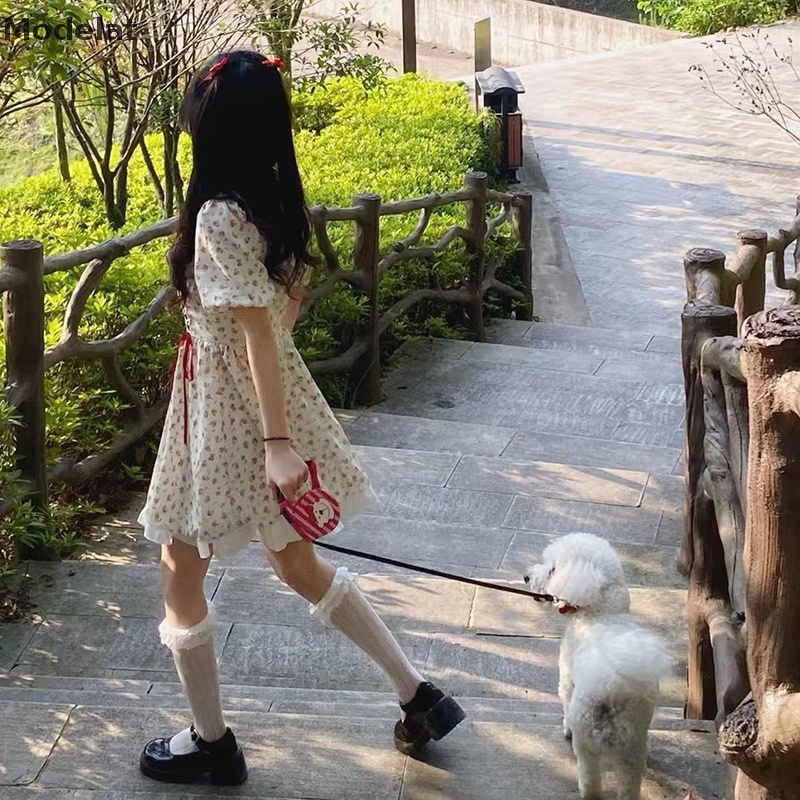 Mfc Đầm Mini Tay Phồng In Hoa Phong Cách Pháp Thanh Lịch Cho Nữ WTD