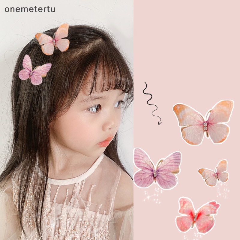 Set 6 Kẹp Tóc Hình Bướm Nhiều Màu Dễ Thương Cho Bé Gái