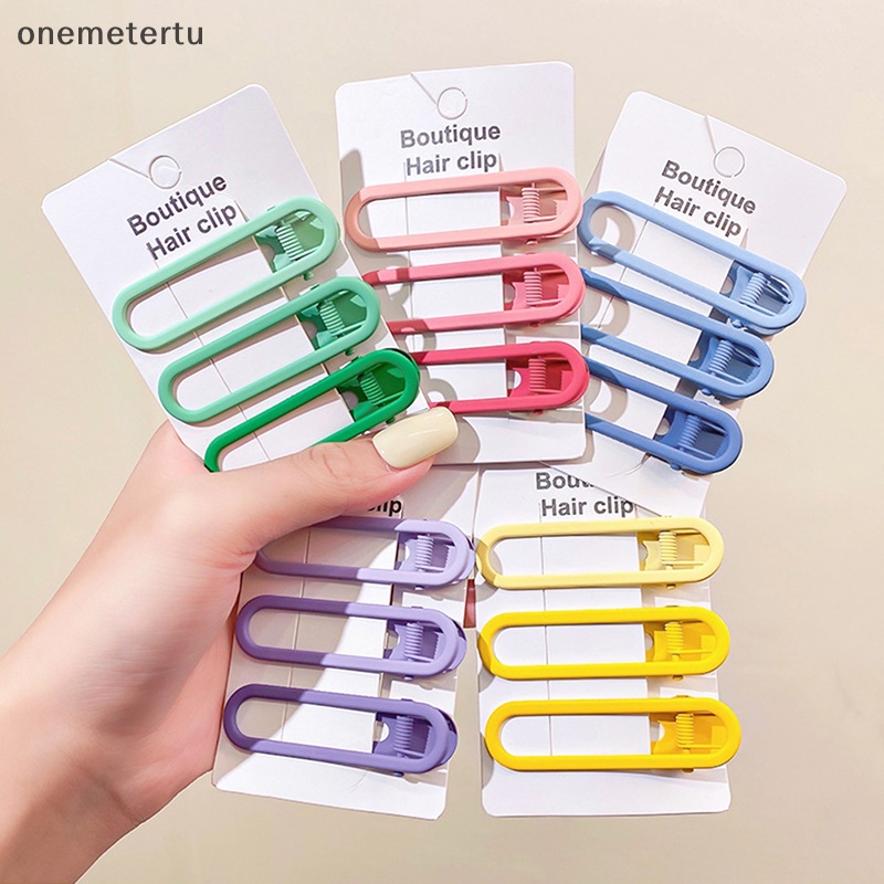 Set 3 Kẹp Tóc Kim Loại Màu Sắc Kẹo Ngọt Xinh Xắn