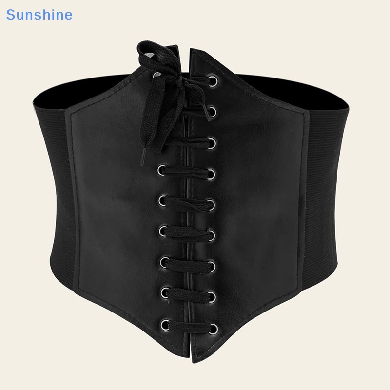1 Thắt Lưng Corset Da PU Bản Rộng Màu Tối Phong Cách Gothic Thời Trang Cho Nữ
